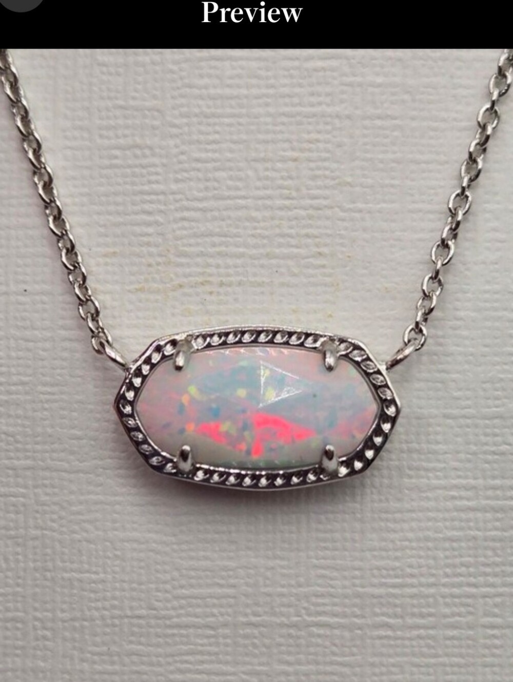 KENDRA SCOTT NWT Elisa Silver Pendant Necklace in White Lab Grown Opal
